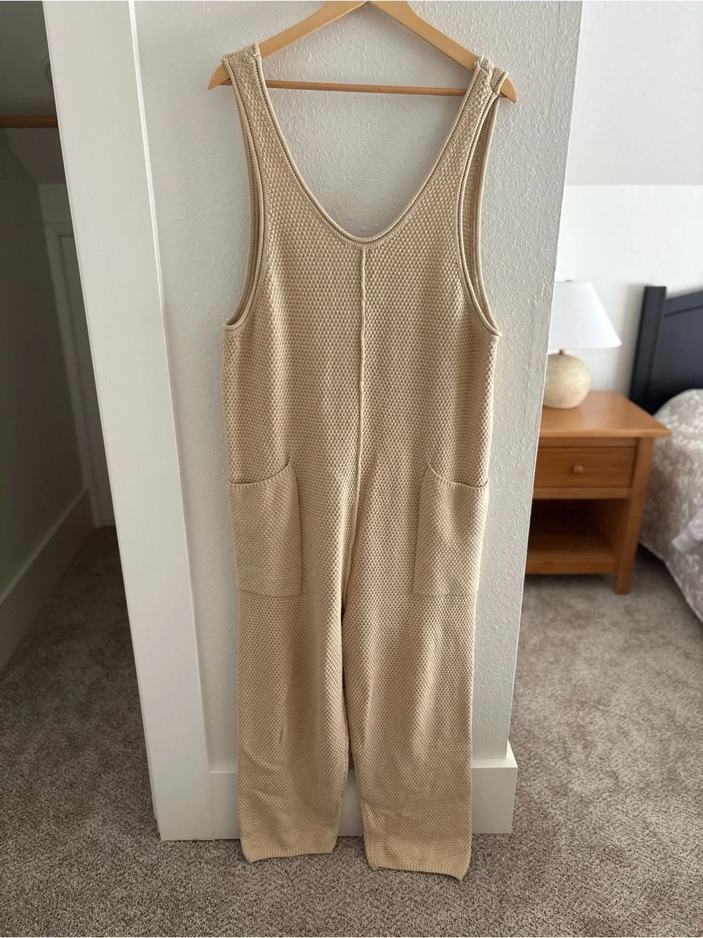 Free People Beach Cream Knit Tank Jumpsuit